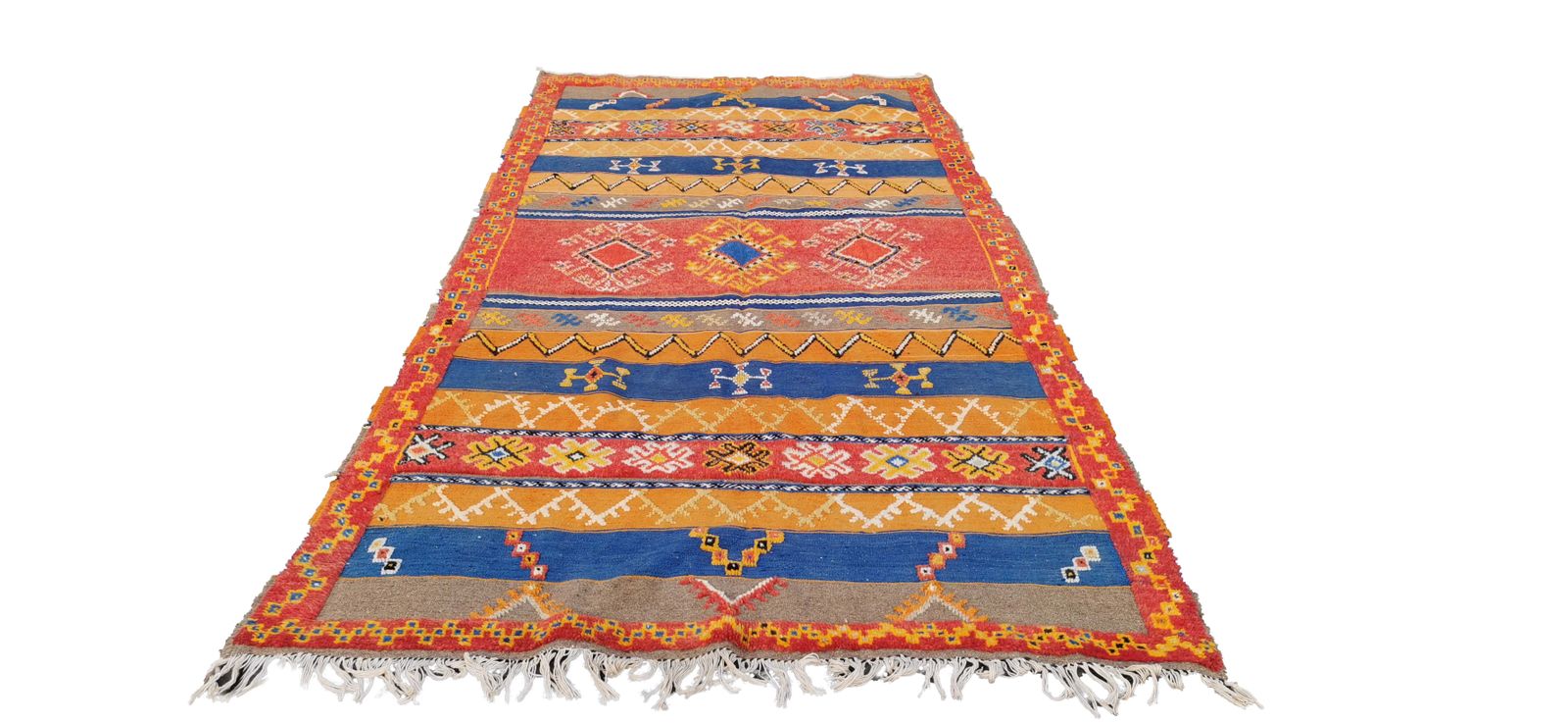 1100.0 Large Handmade Moroccan Orange Berber Rug Wool photo