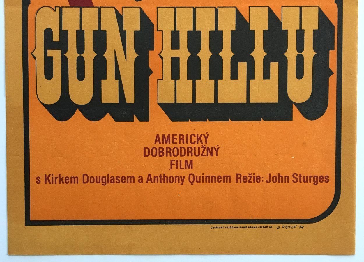 Original Film Poster, Last Train From Gun Hill, Miloslav Disman, 1974, Genuine Czech Vintage Print photo for sale