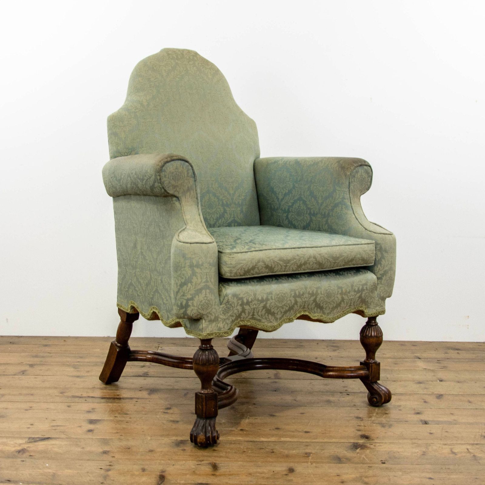 Blue Upholstered Armchair In William And Mary Style photo furniture