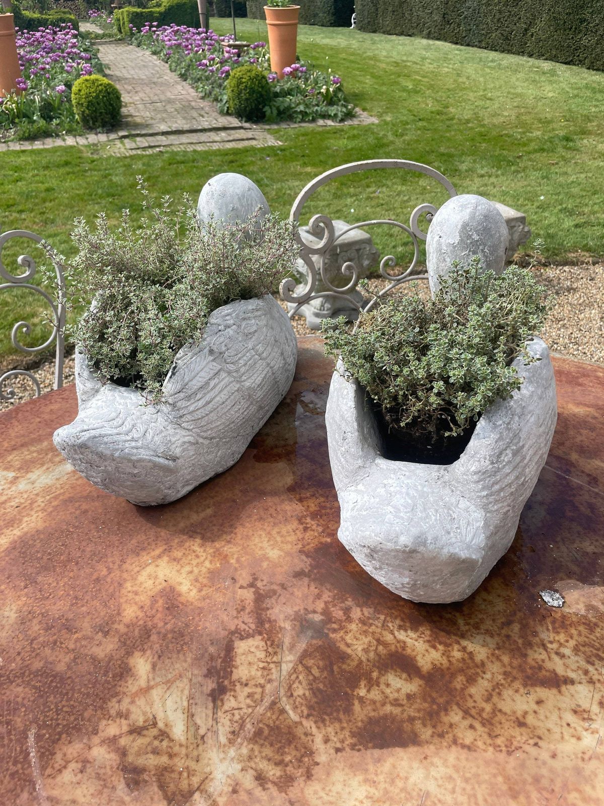 Pair Of Swan Garden Planters/Pots Mid Century Modern, Vintage photo 250.0