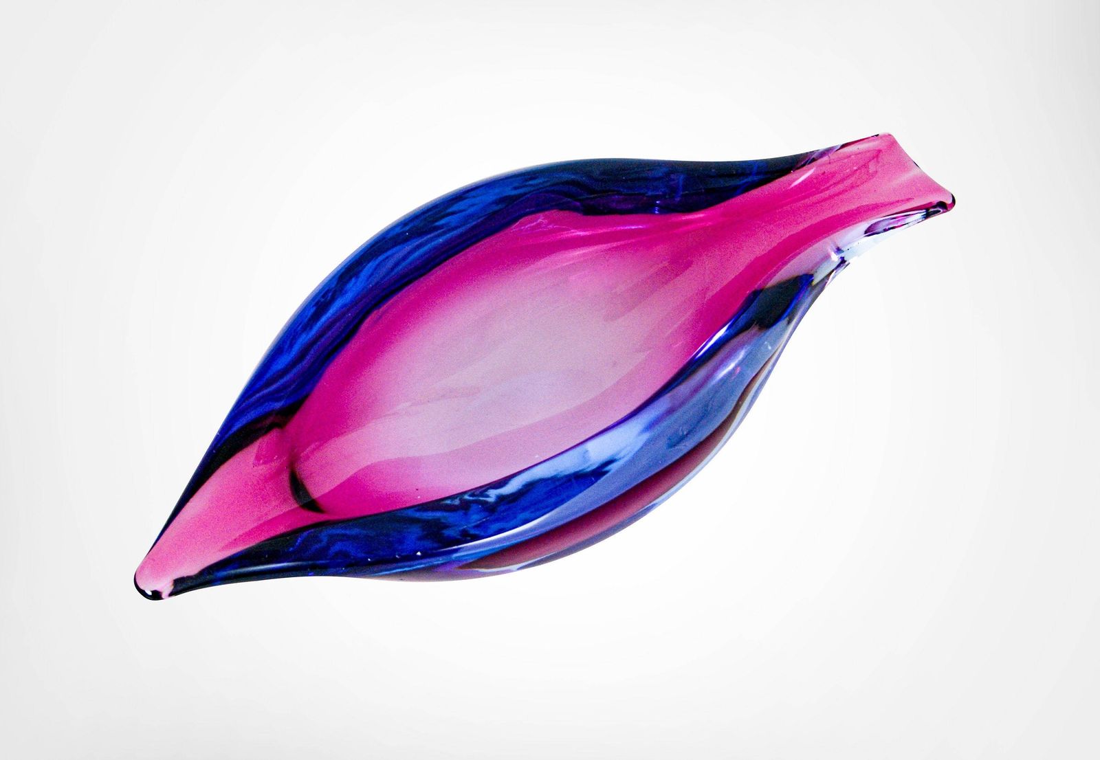 Mid Century Murano Sommerso Glass Fish Sculptural Bowl Flavio Poli Attr.