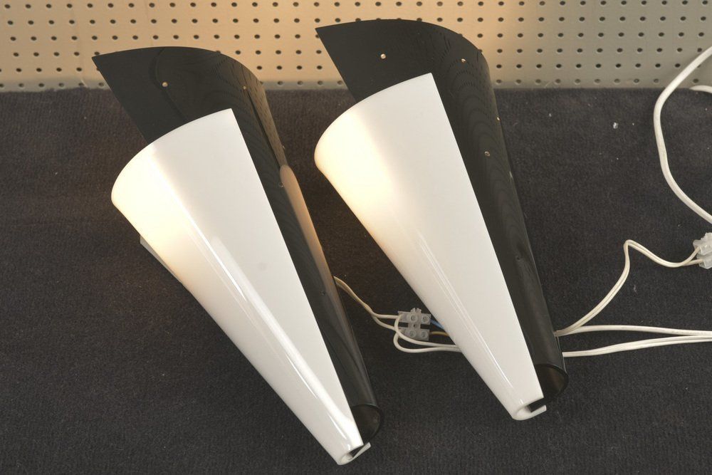 Black & White Wall Lamps In Acrylic Glass, Germany, 1950s, Set Of 2
