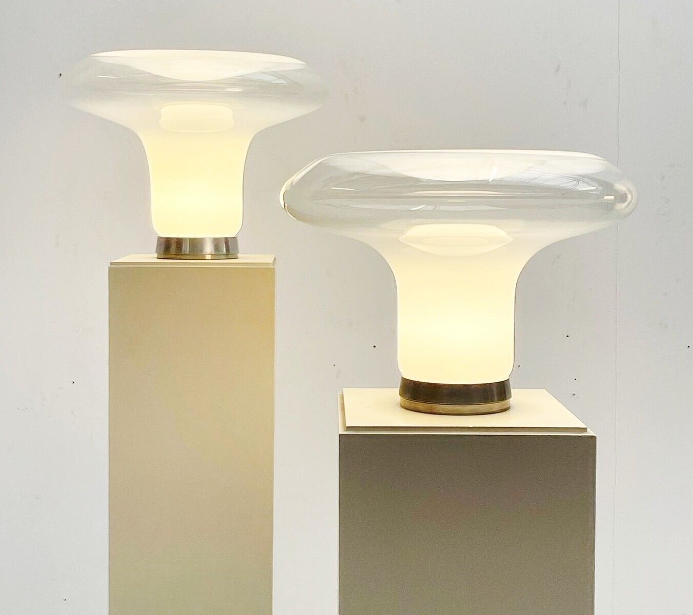 Pair Of Mid Century Murano Glass ''Lesbo'' Table Lamps By Angelo Mangiarotti