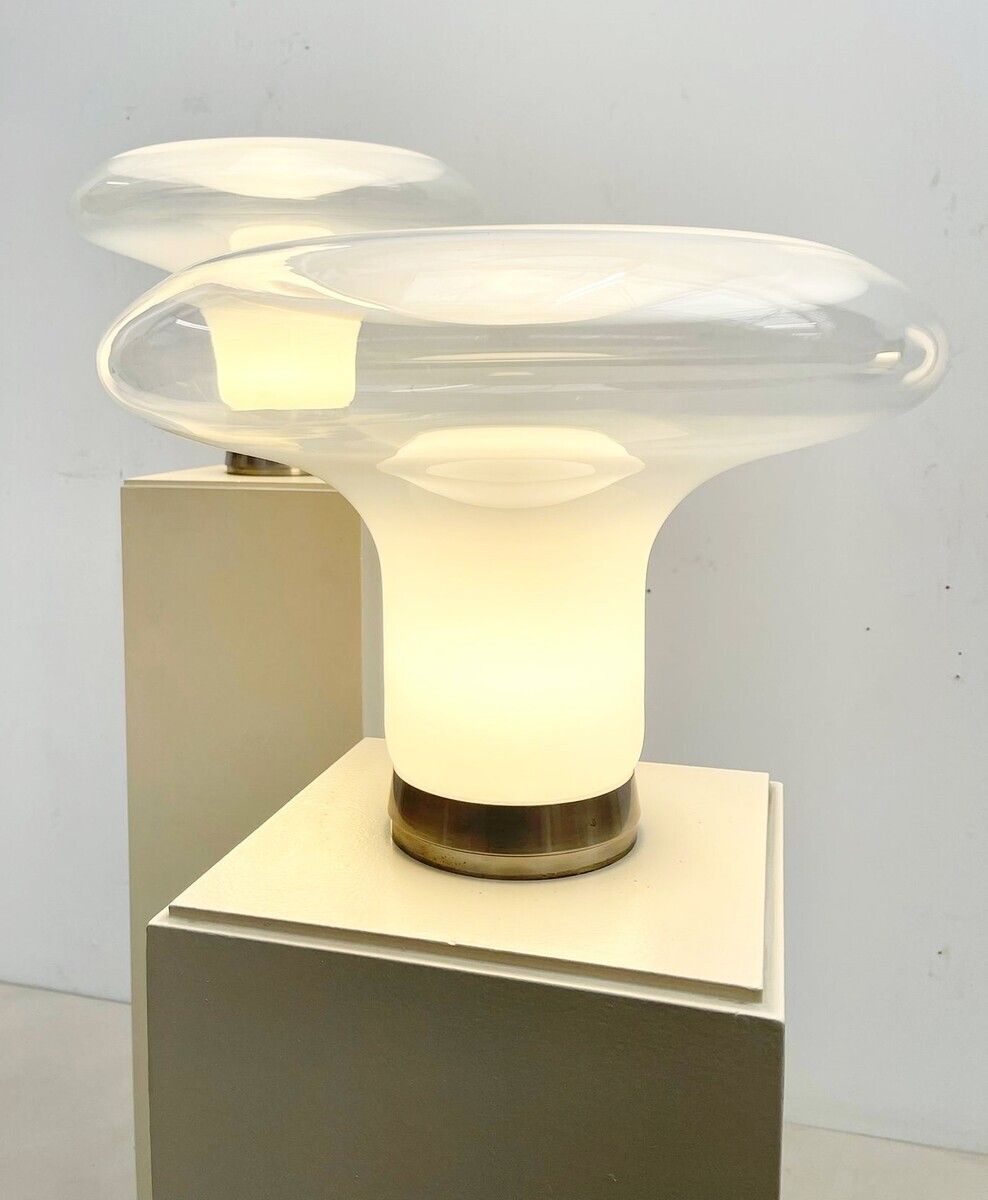 Pair Of Mid Century Murano Glass ''Lesbo'' Table Lamps By Angelo Mangiarotti photo for sale