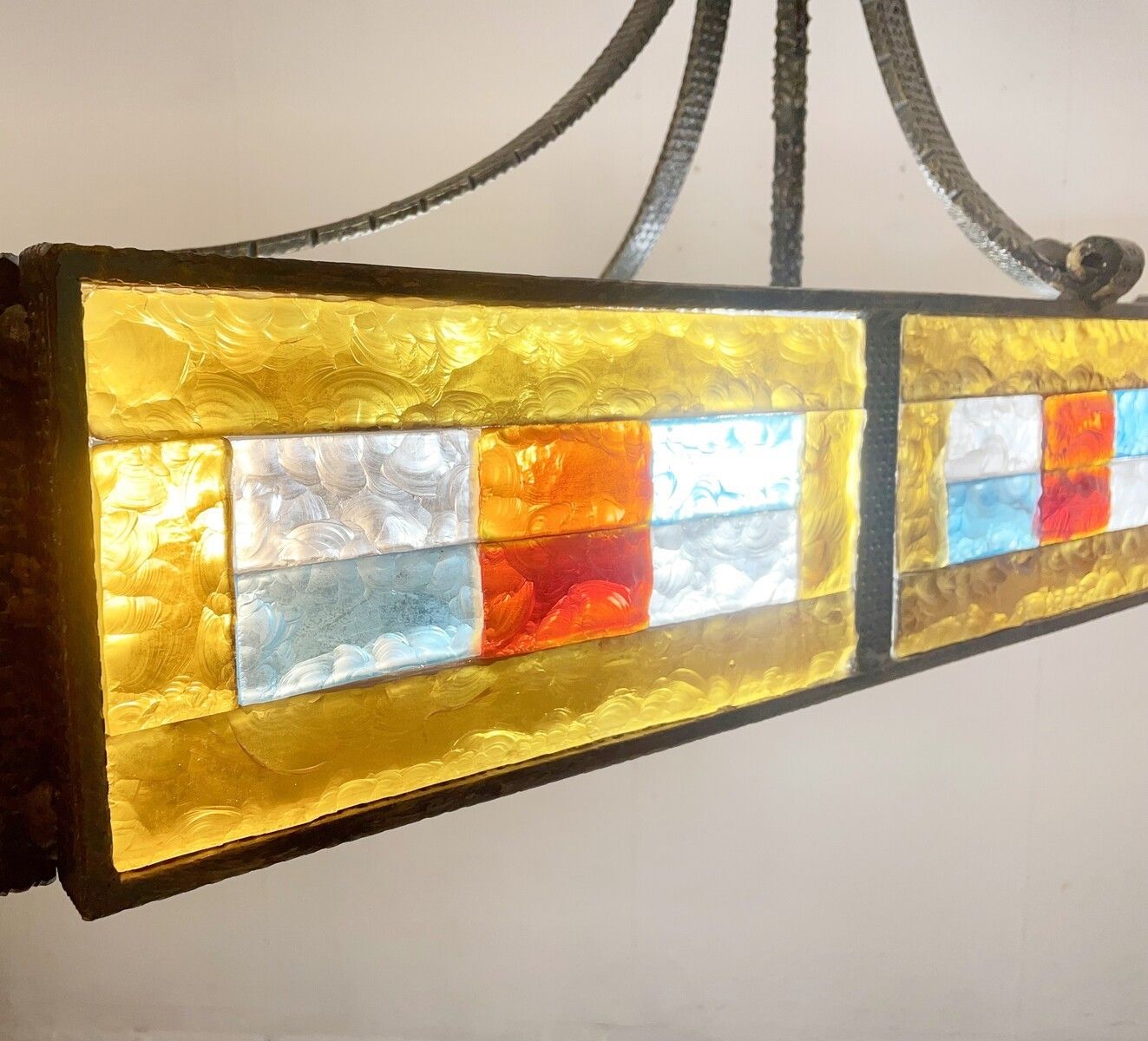 Mid Century Stained Glass Suspension Light By Poliarte photo vinterior