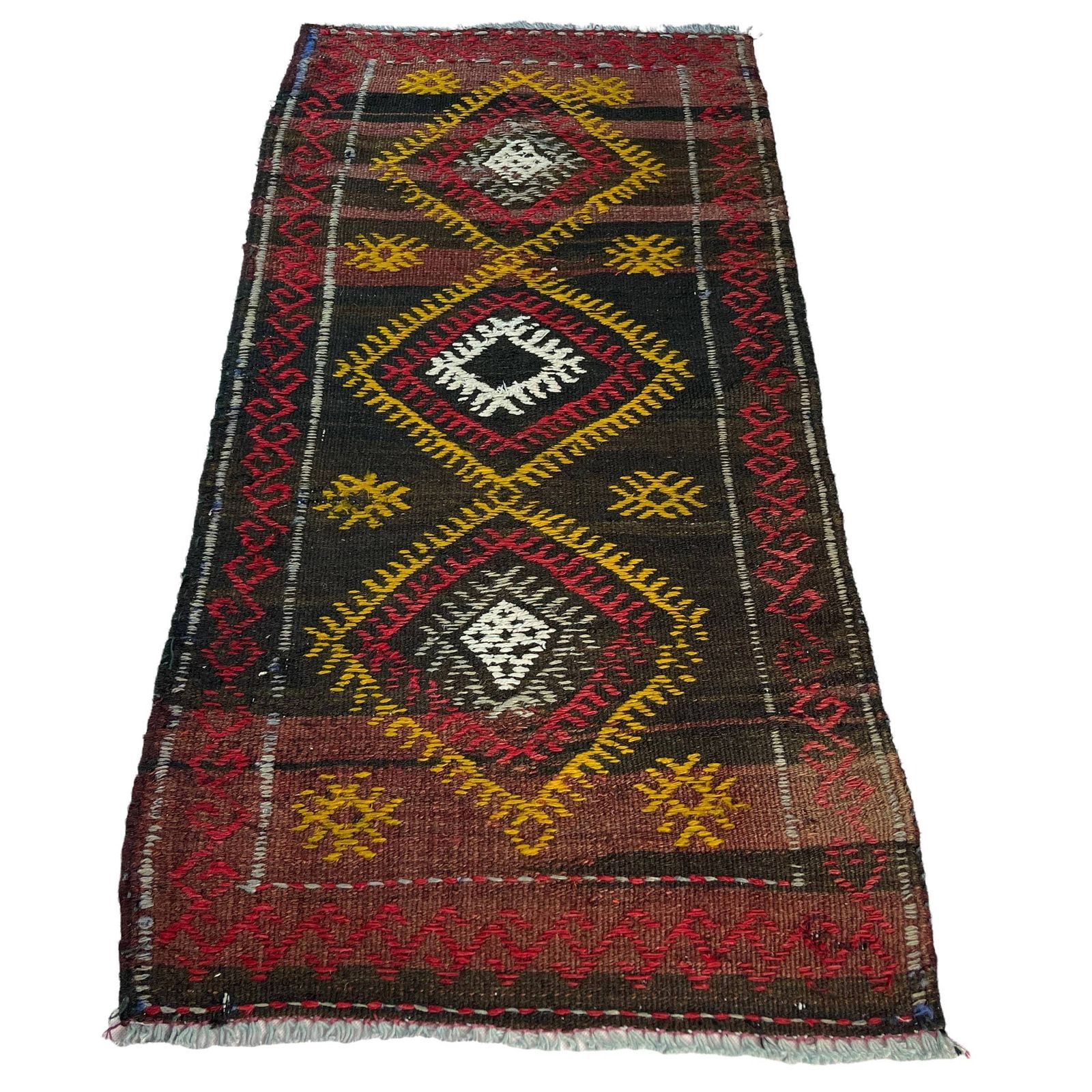 Traditional Turkish Mini Kilim Rug , Vintage Anatolian Turkish Kilim Rug , 96 X 50 Cm photo buy