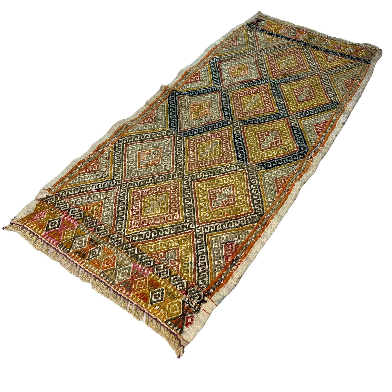 Traditional Turkish Mini Kilim Rug , Vintage Anatolian Turkish Kilim Rug , 99 X 45 Cm photo furniture