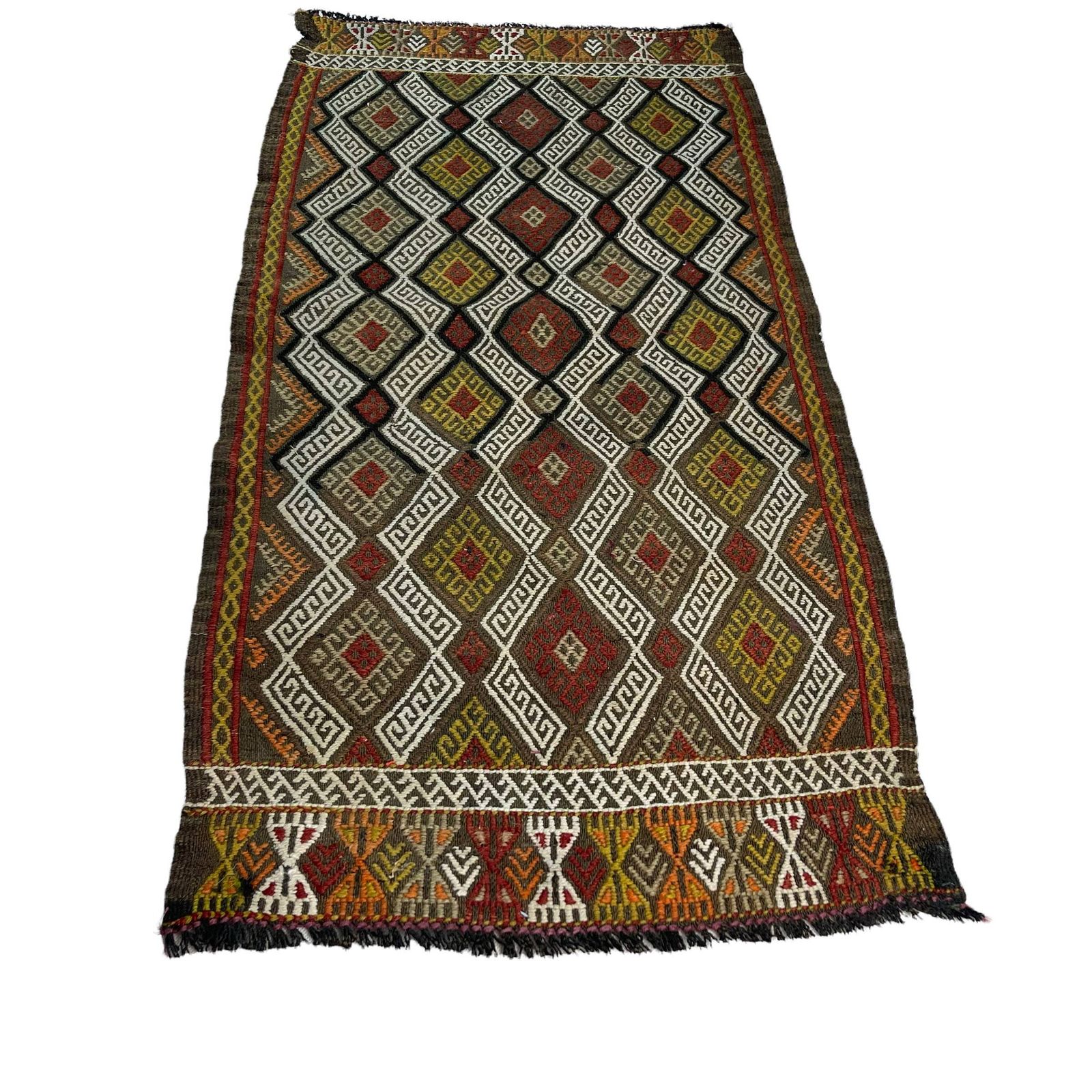Traditional Turkish Mini Kilim Rug , Vintage Anatolian Turkish Kilim Rug , 95 X 47 Cm photo vintage