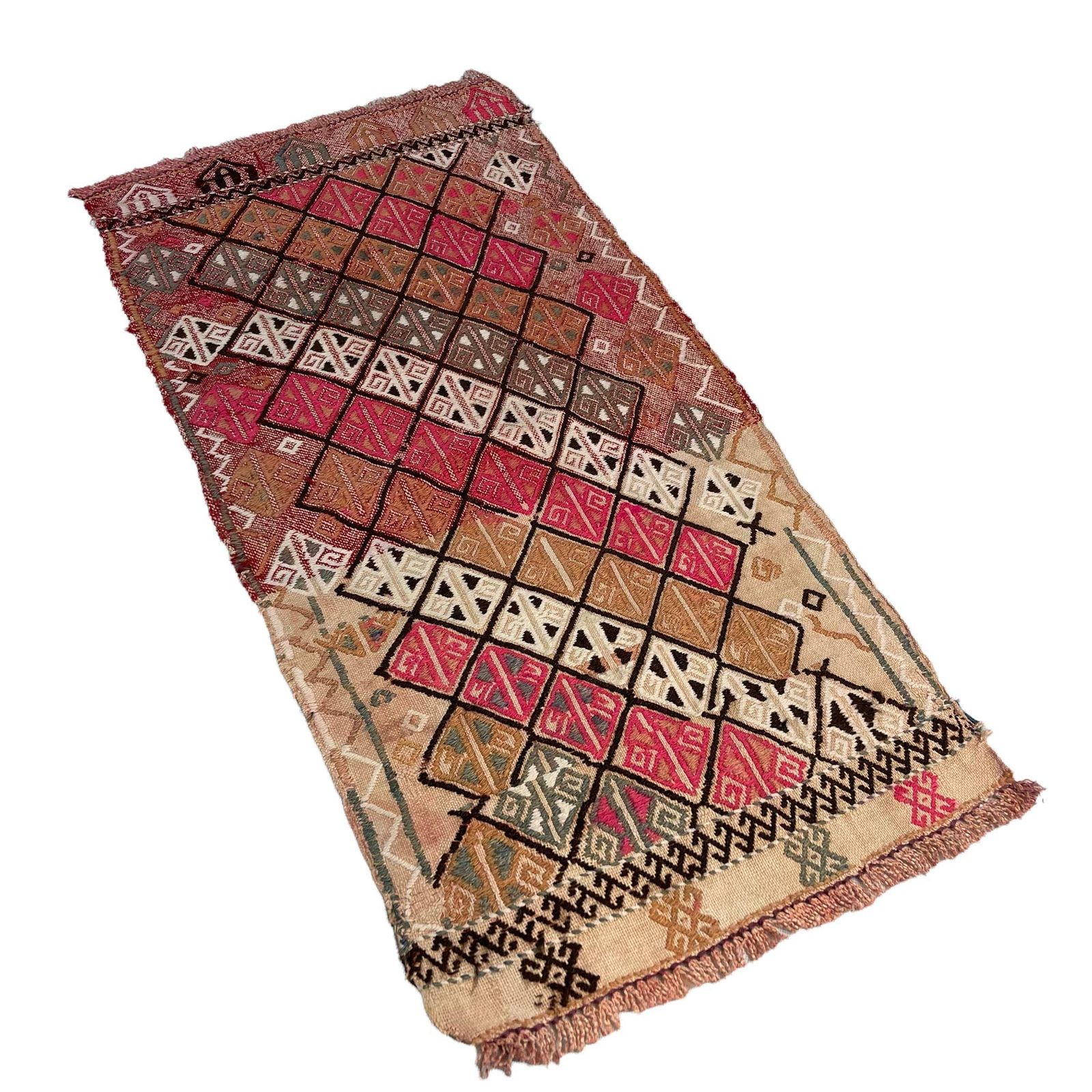 Traditional Turkish Mini Kilim Rug , Vintage Anatolian Turkish Kilim Rug , 90 X 44 Cm photo buy