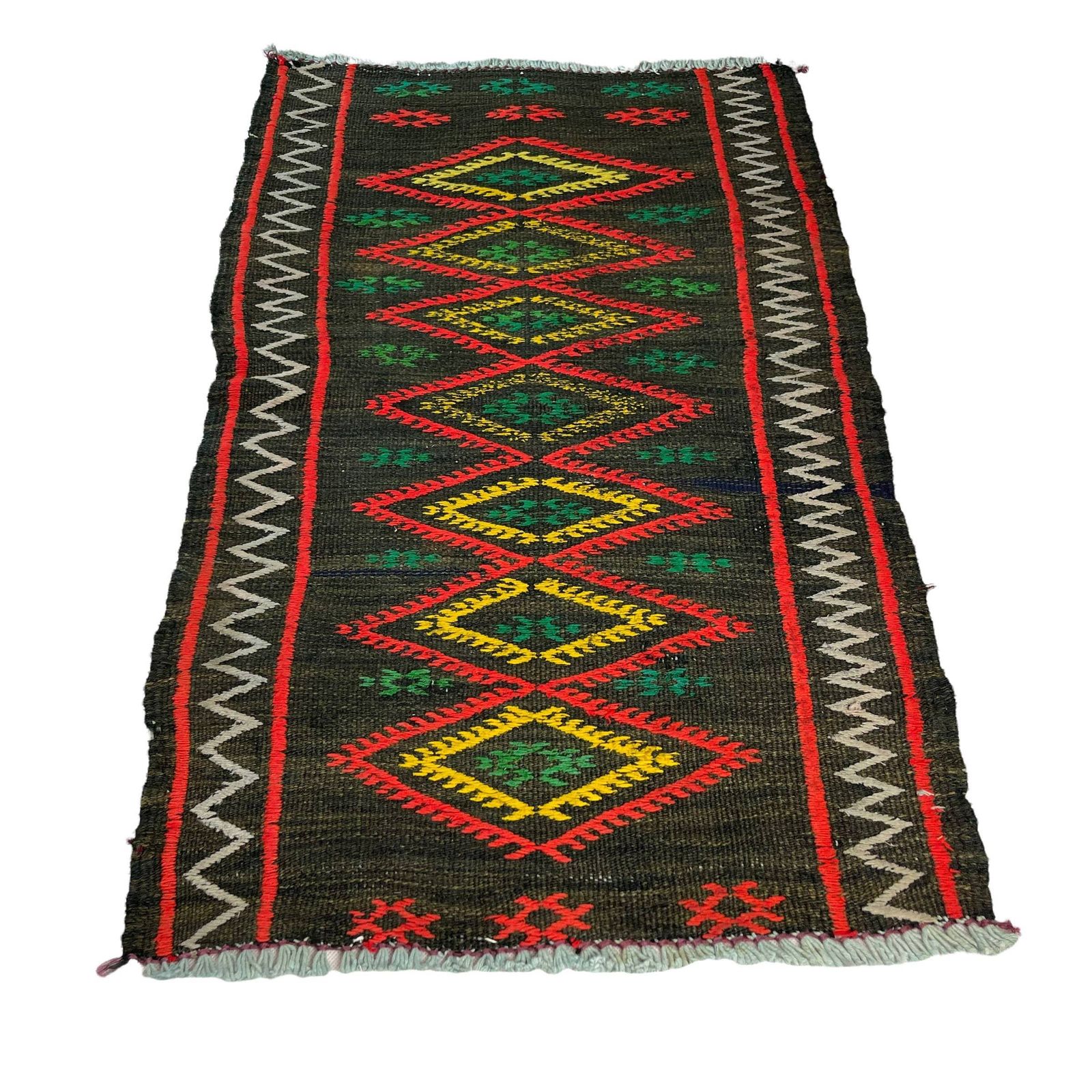 Traditional Turkish Mini Kilim Rug , Vintage Anatolian Turkish Kilim Rug , 80 X 48 Cm