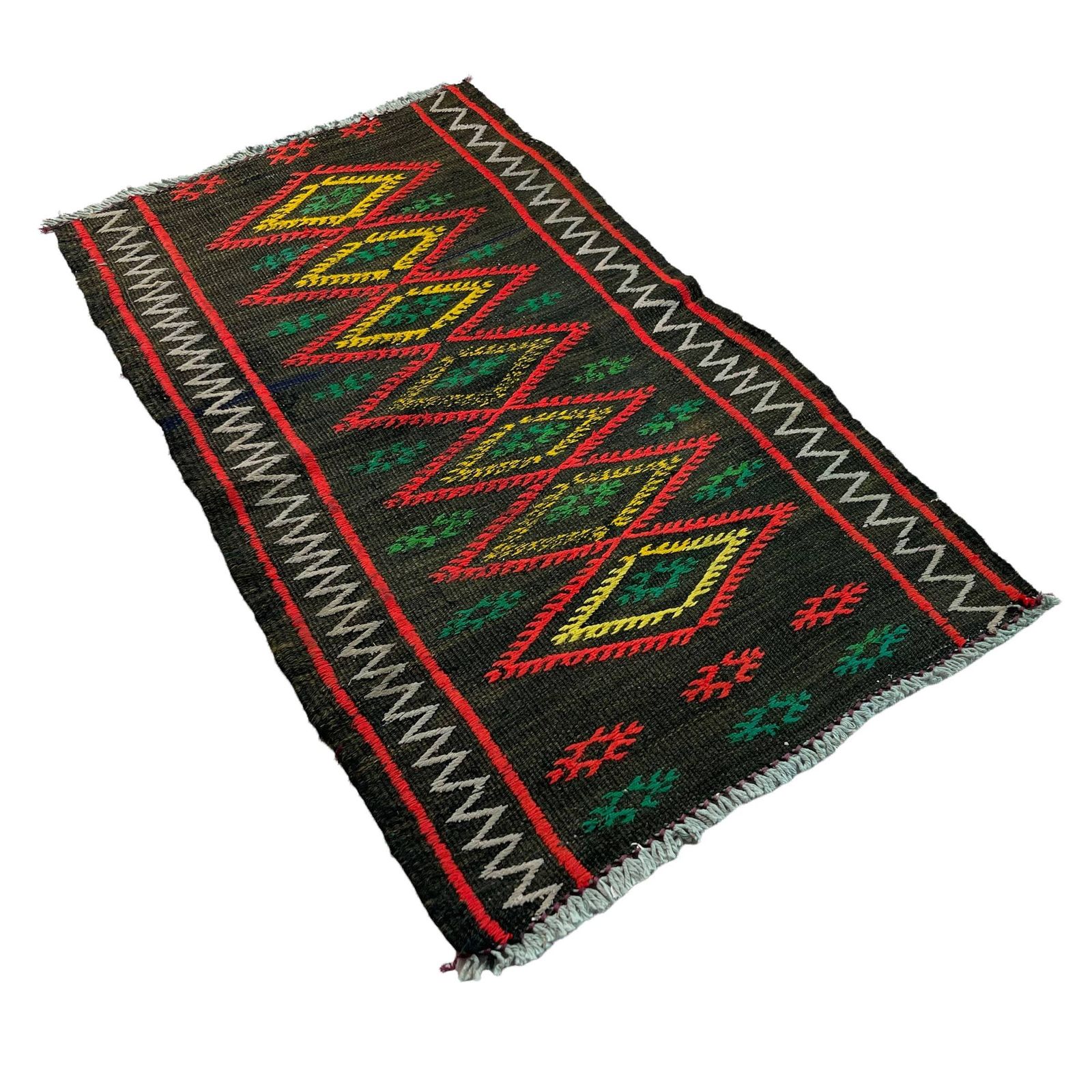 Traditional Turkish Mini Kilim Rug , Vintage Anatolian Turkish Kilim Rug , 80 X 48 Cm photo vintage