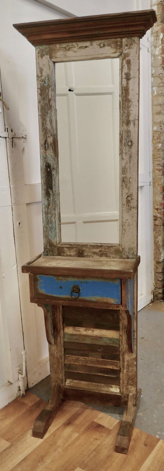 Painted French Bathroom Or Cloakroom Mirror Stand