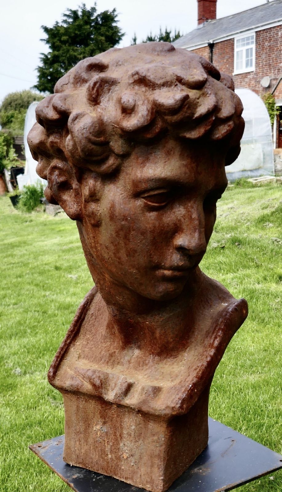 Weathered Cast Iron Statue Of Michelangelo's David photo for sale