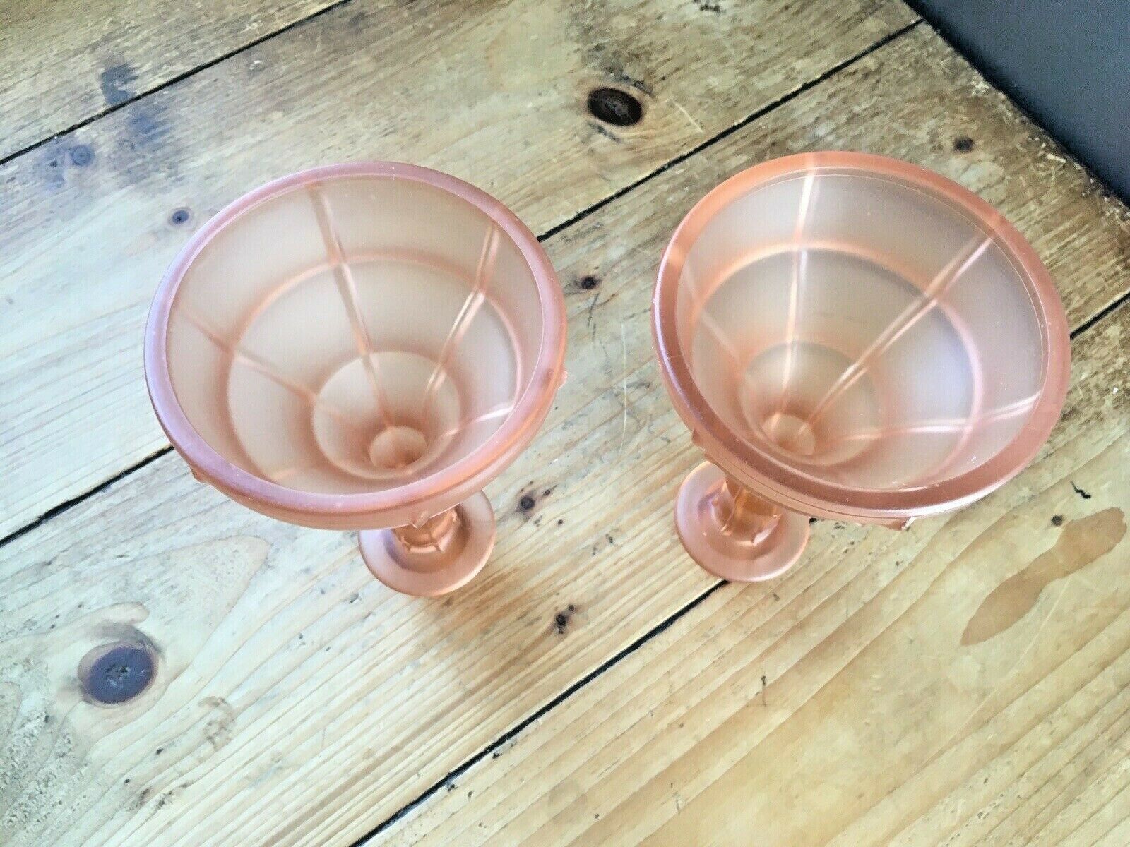 photo buy Rare Pair Of Art Deco Frosted Glass Candlesticks Candle Holders Walther & Sohne