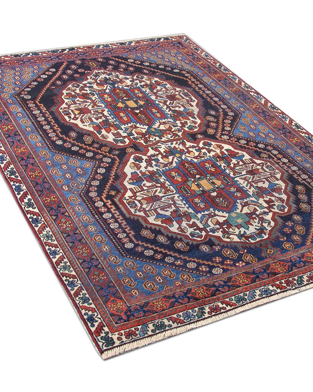 Handmade Antique Wool Rug Traditional Carpet Blue Living Room Rug photo furniture