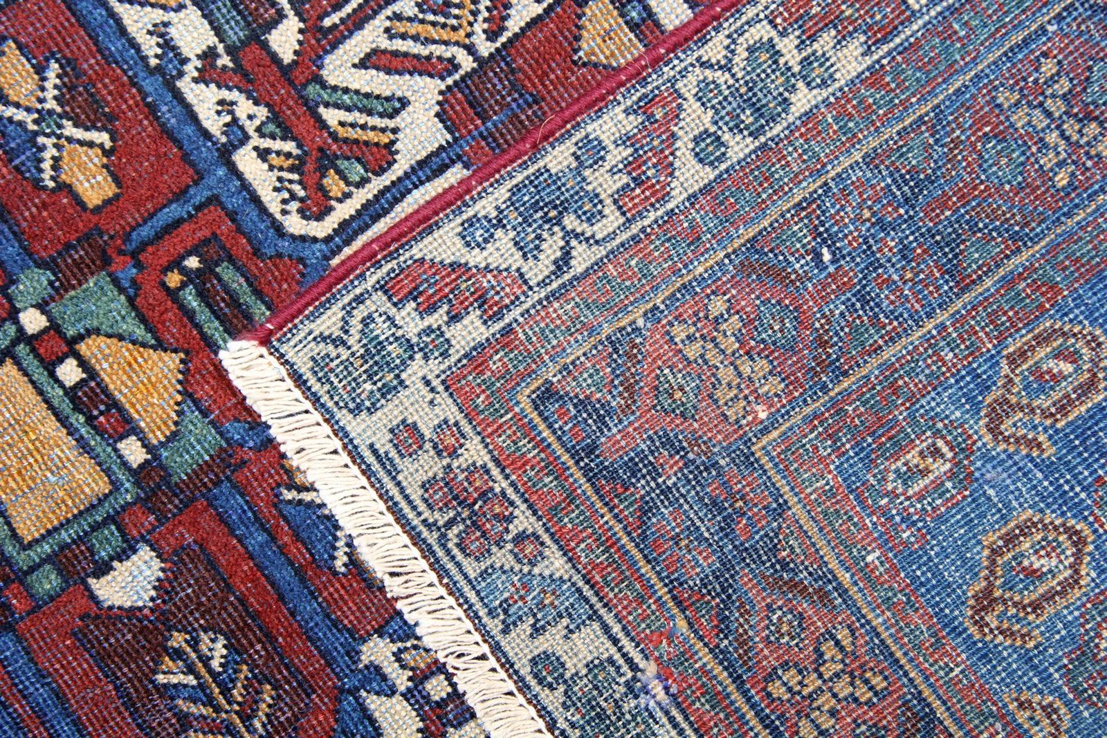 Handmade Antique Wool Rug Traditional Carpet Blue Living Room Rug photo vinterior