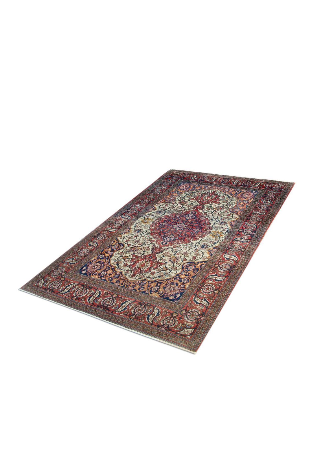 Handmade Wool Antique Rug Oriental Beige Traditional Living Room Rug photo for sale