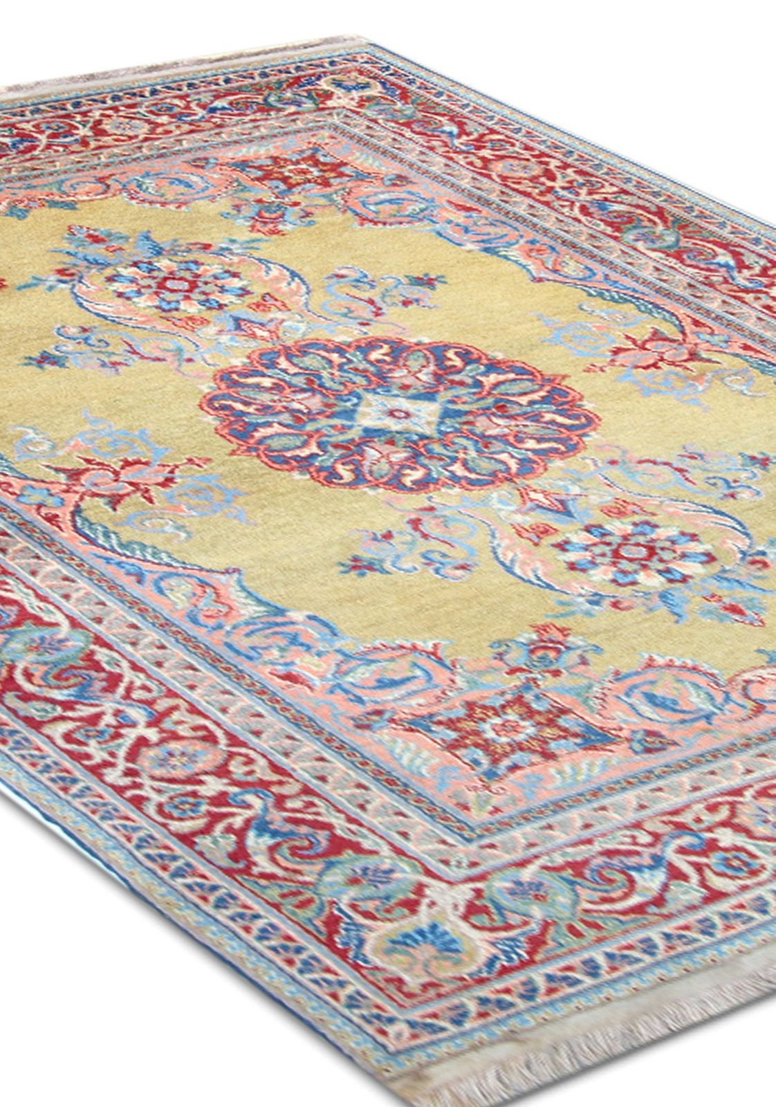 Carpet Handmade Antique Rug Oriental Mustard Yellow Wool Rug photo for sale