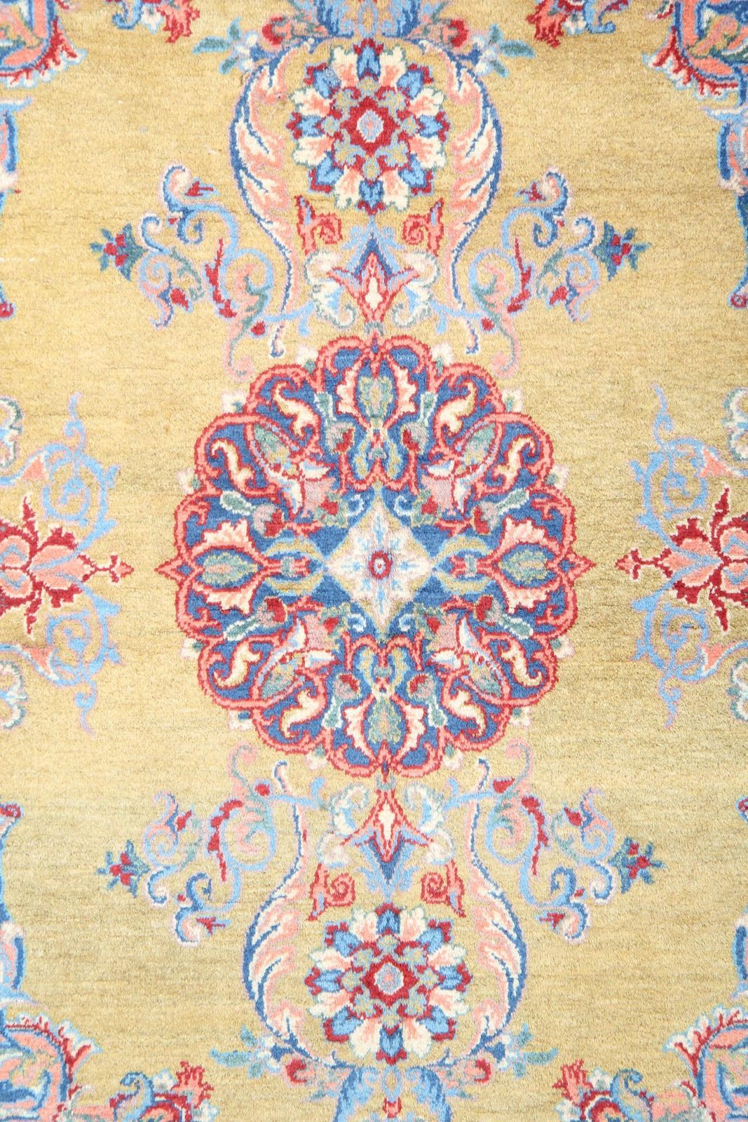 Carpet Handmade Antique Rug Oriental Mustard Yellow Wool Rug photo 6048.0