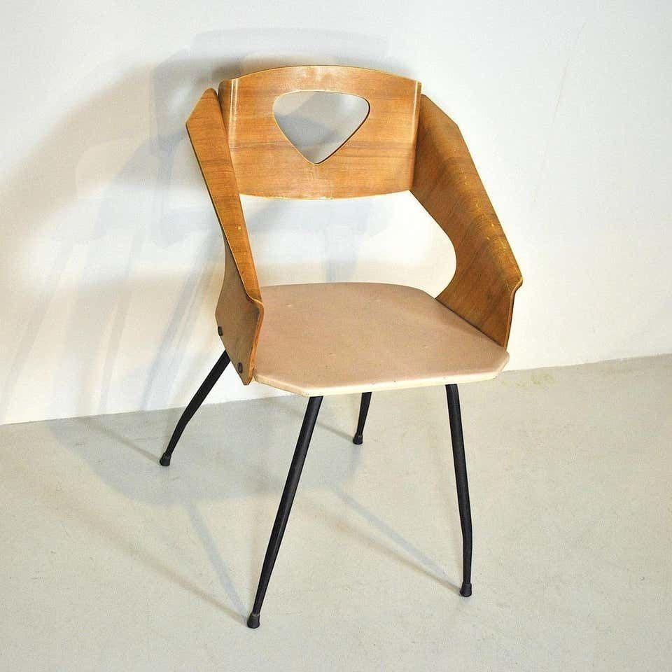 Carlo Ratti Italian Midcentury Chair In Curved Wood photo for sale