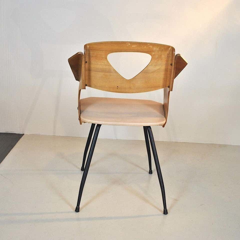 Carlo Ratti Italian Midcentury Chair In Curved Wood photo buy