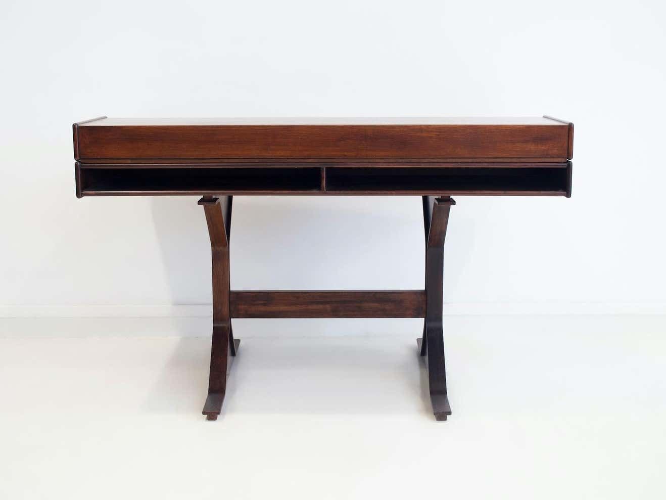 photo buy Gianfranco Frattini For Bernini Wooden Desk With Storage Compartments