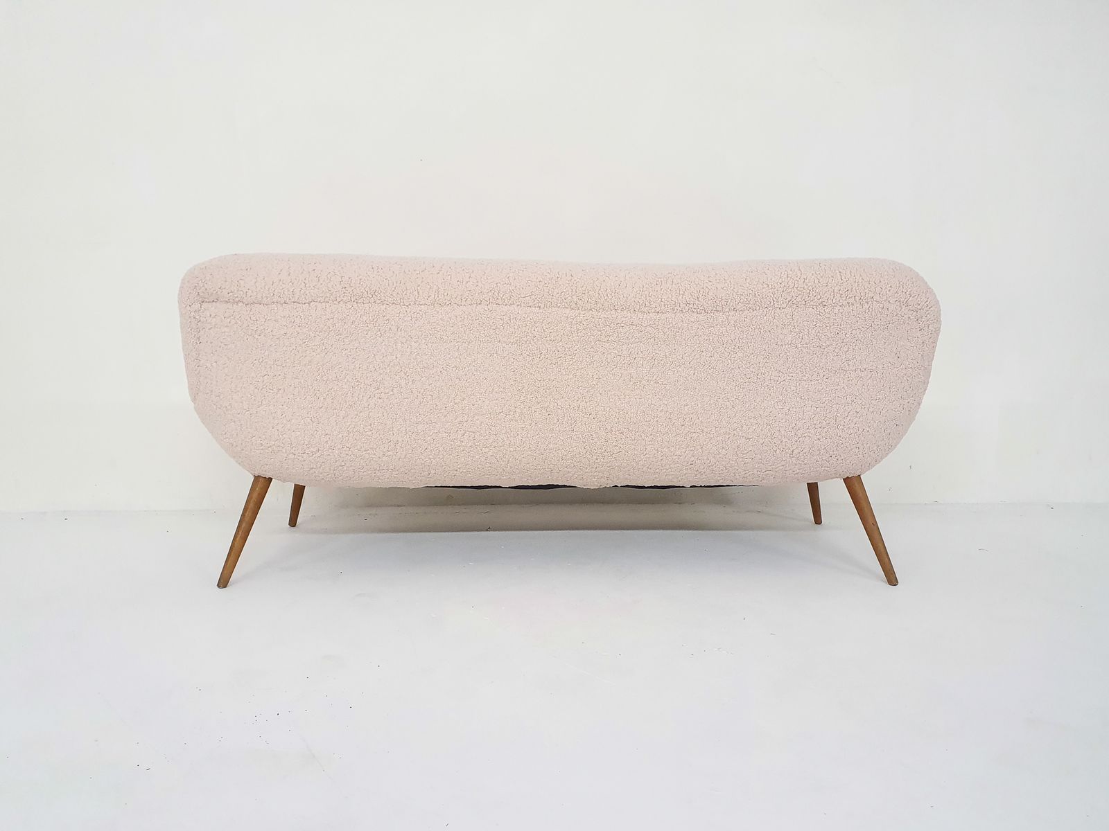 Scandinanvian Modern Cocktail Sofa In Boucle, Denmark 1960's photo Furniture