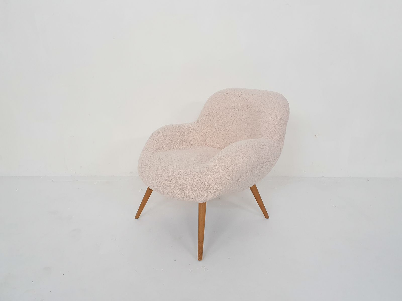 Scandinanvian Modern Lounge Chair In Boucle, Denmark 1960's