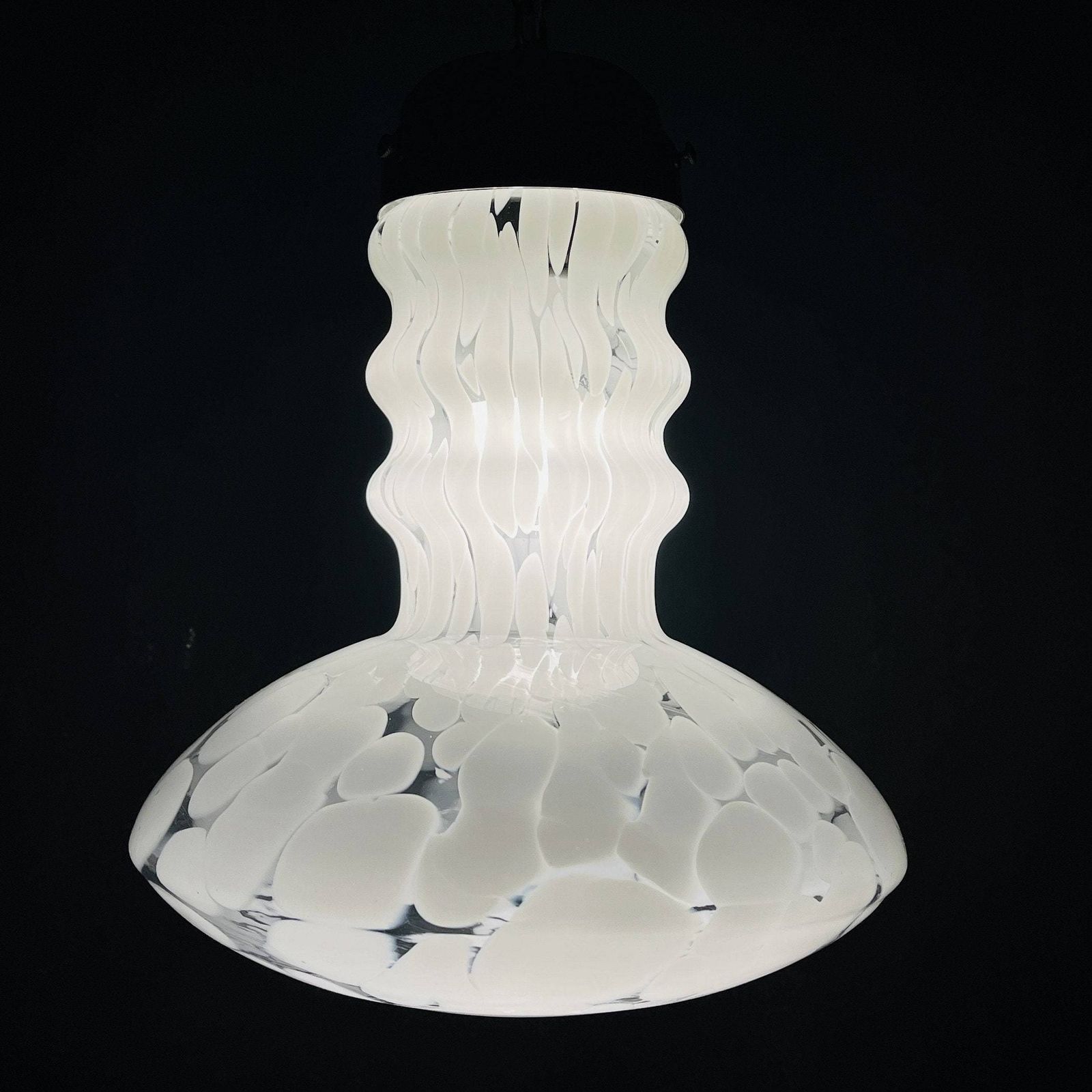 Mid Century White Murano Pendant Lamp Designed By Carlo Nason For Mazzega Italy 1960s photo vinterior