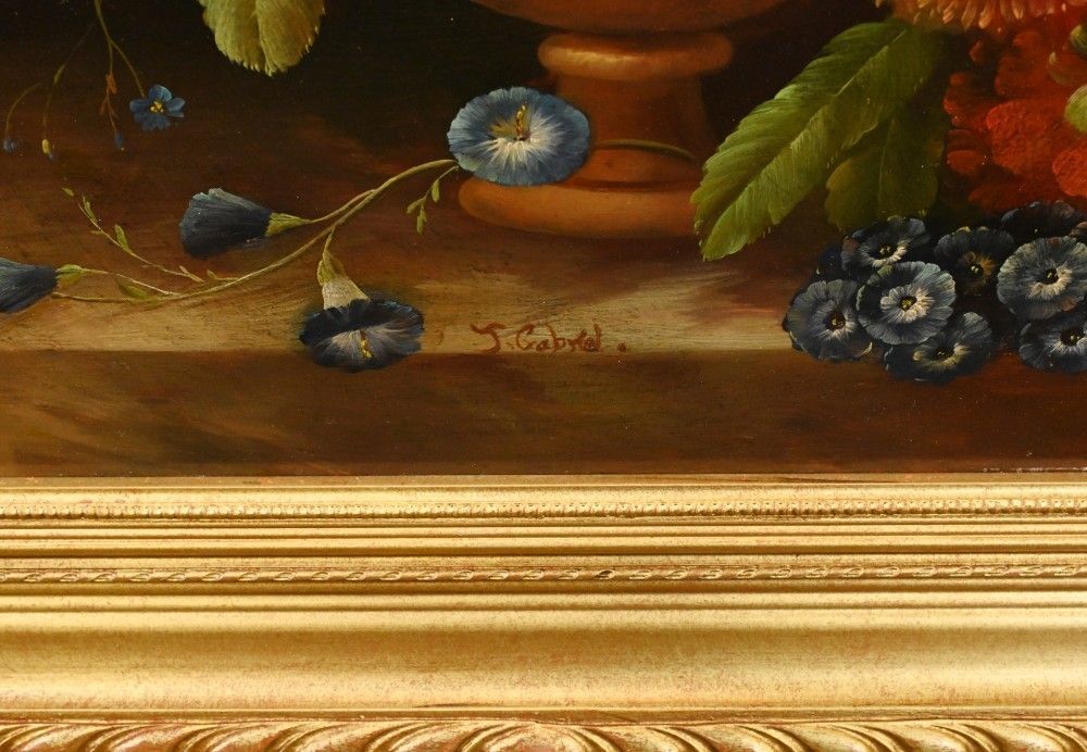 Georgian Floral Oil Painting Still Life Gilt Frame photo for sale