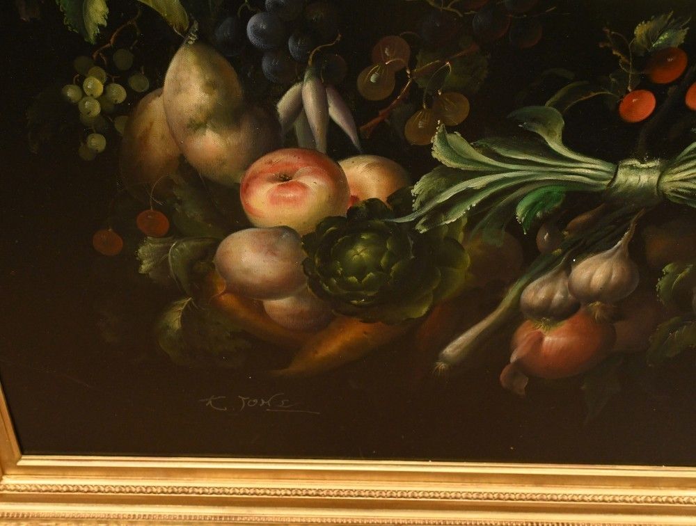 photo furniture Victorian Cherub Floral Still Life Oil Painting
