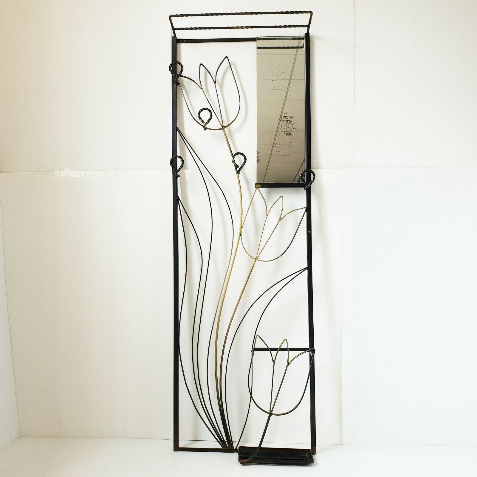 Vintage 1950 Steel Tulips Wall Coat Rack 50s 1950s