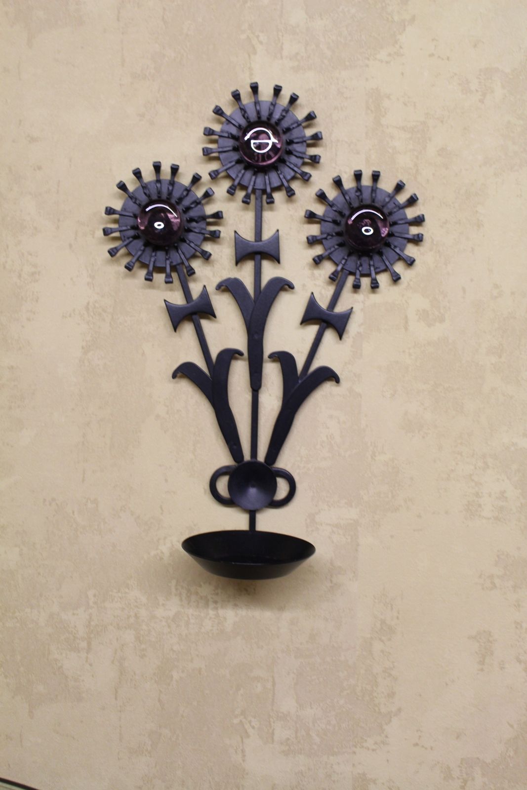 1960’s Dantoft Metal Candle Sconce With Pink Glass ” Jewels “ photo for sale
