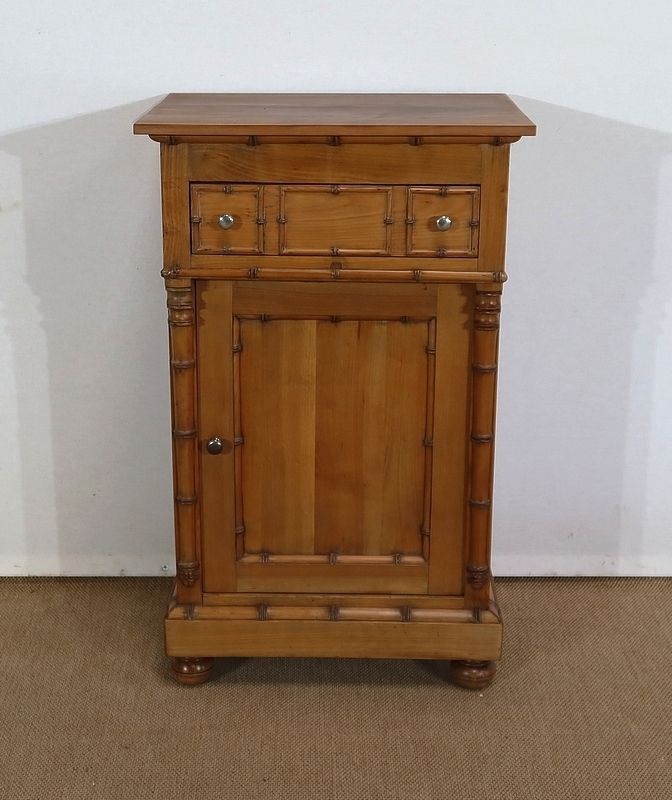 Small Cabinet In Solid Cherry, Bamboo Style, Art Nouveau, Period 1900