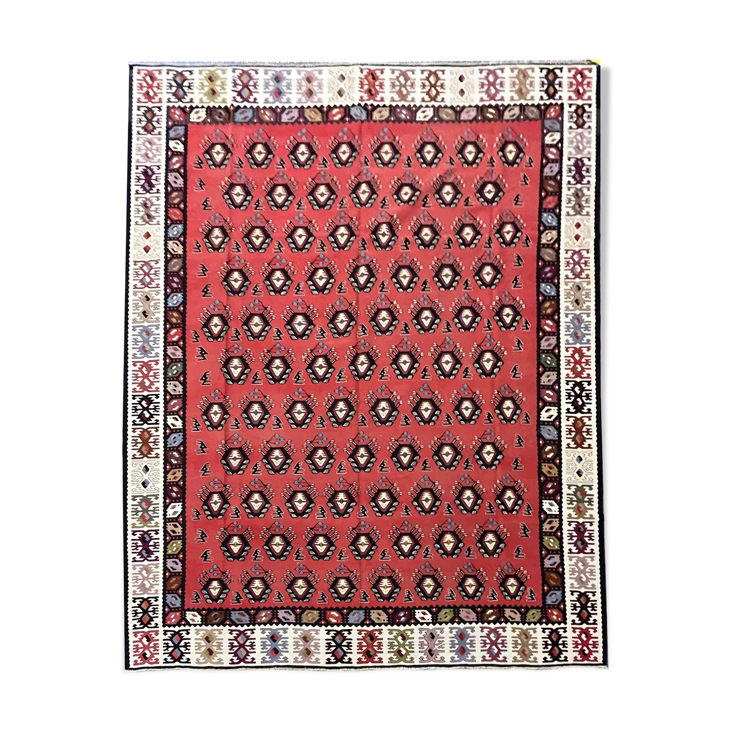 Antique Turkish Pirot Kilim Rug Handmade Flatwoven Oriental Kilim Area Rug