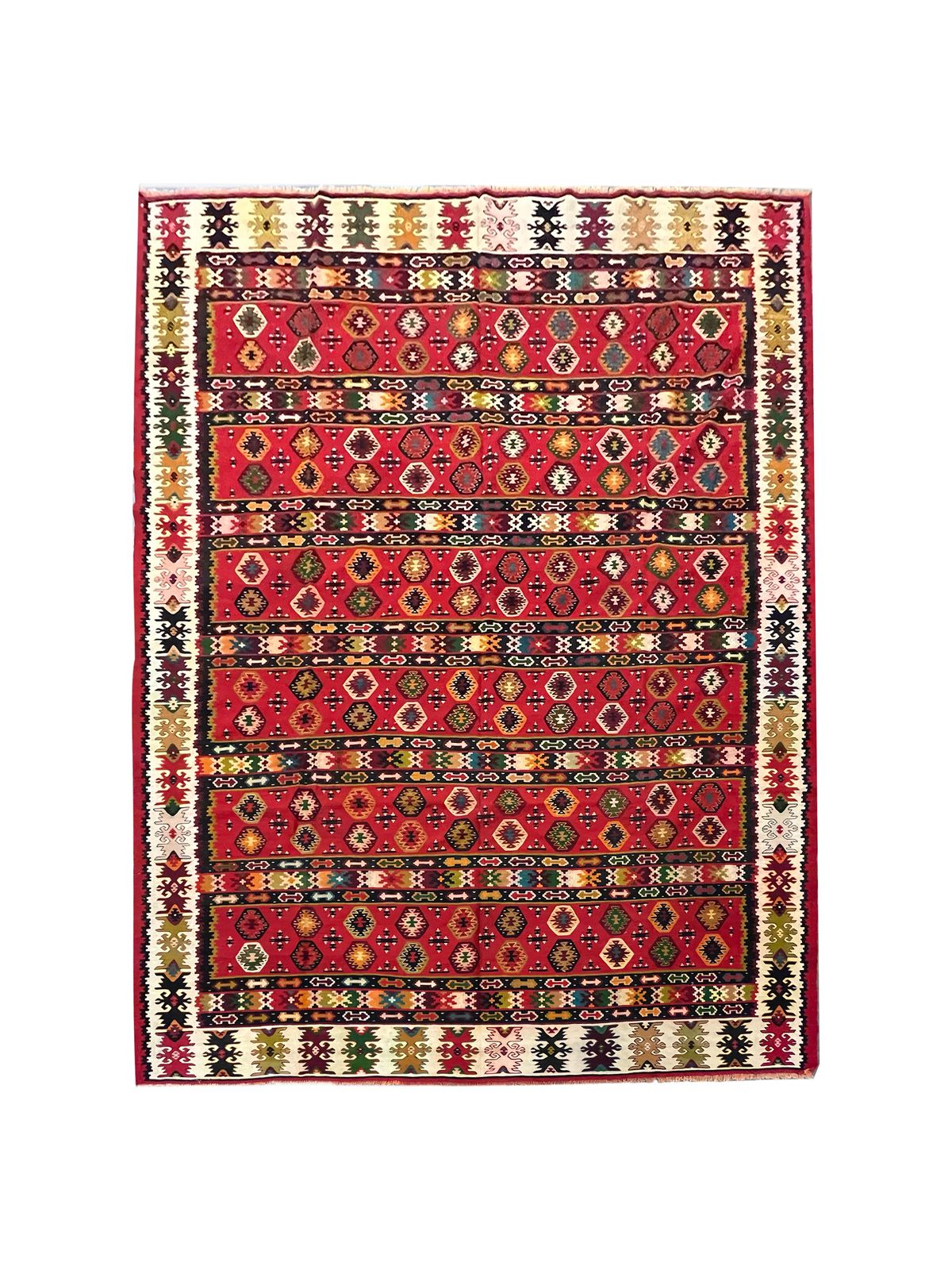 Antique Turkish Pirot Kilim Rug Handwoven Red Wool Flatwoven Rug photo 5760.0