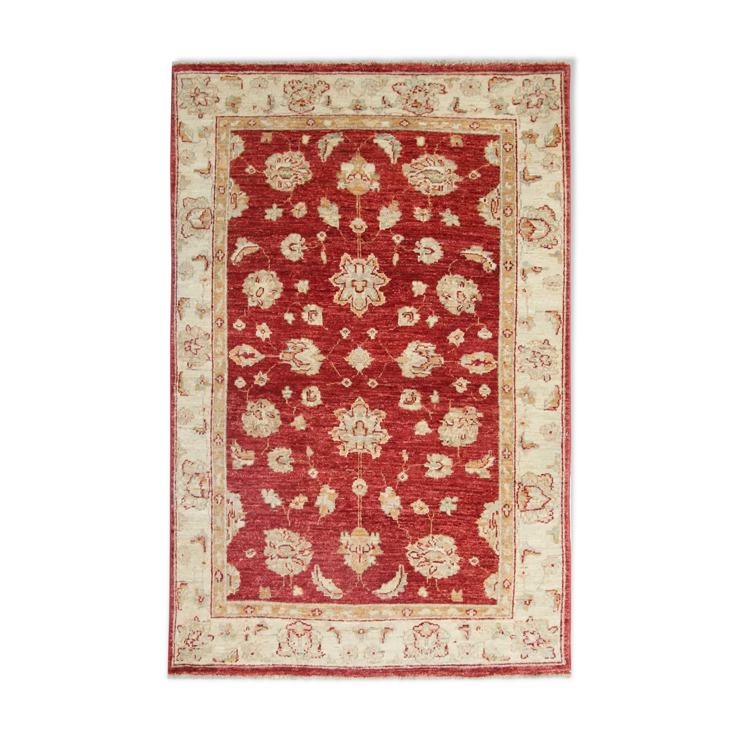 Oriental Wool Ziegler Carpet Handwoven Deep Red Area Rug