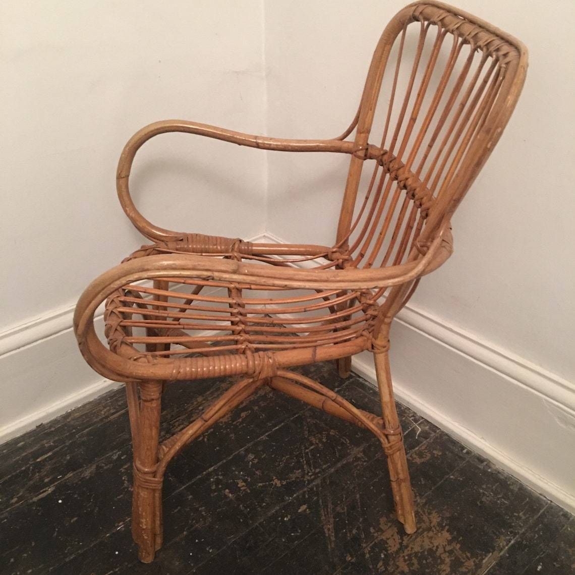 Vintage 1950’s Bamboo Chair Armchair photo for sale