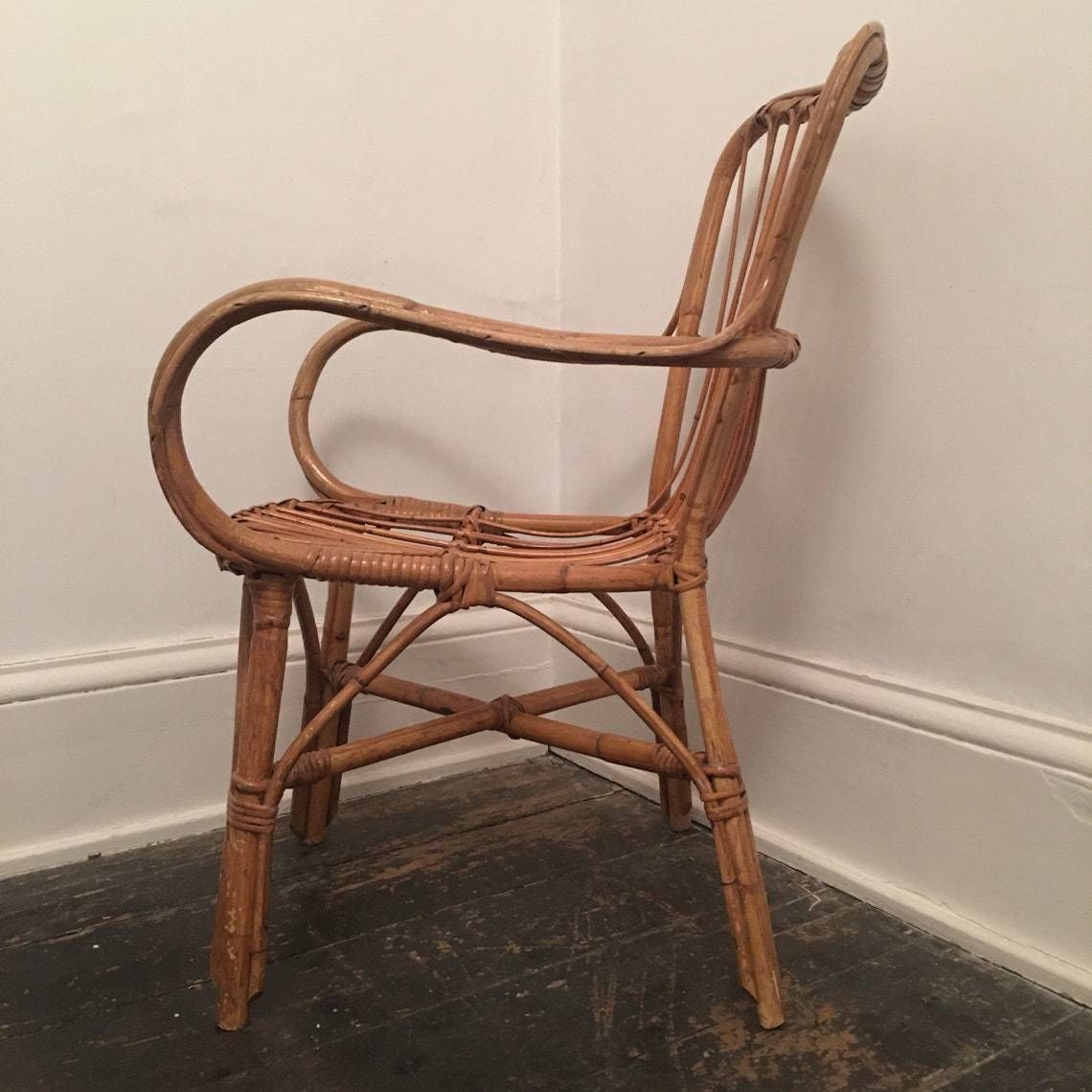 Vintage 1950’s Bamboo Chair Armchair photo Furniture