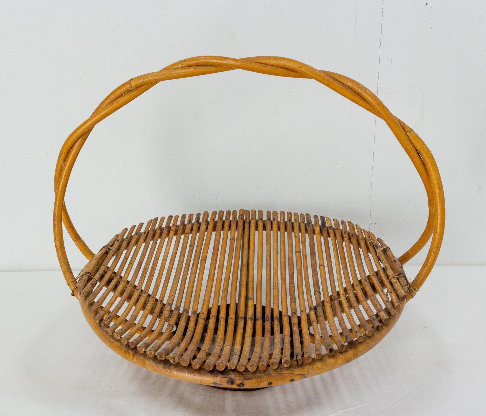 Mid Century Wicker Basket Centerpiece Fruit Cup, France photo furniture
