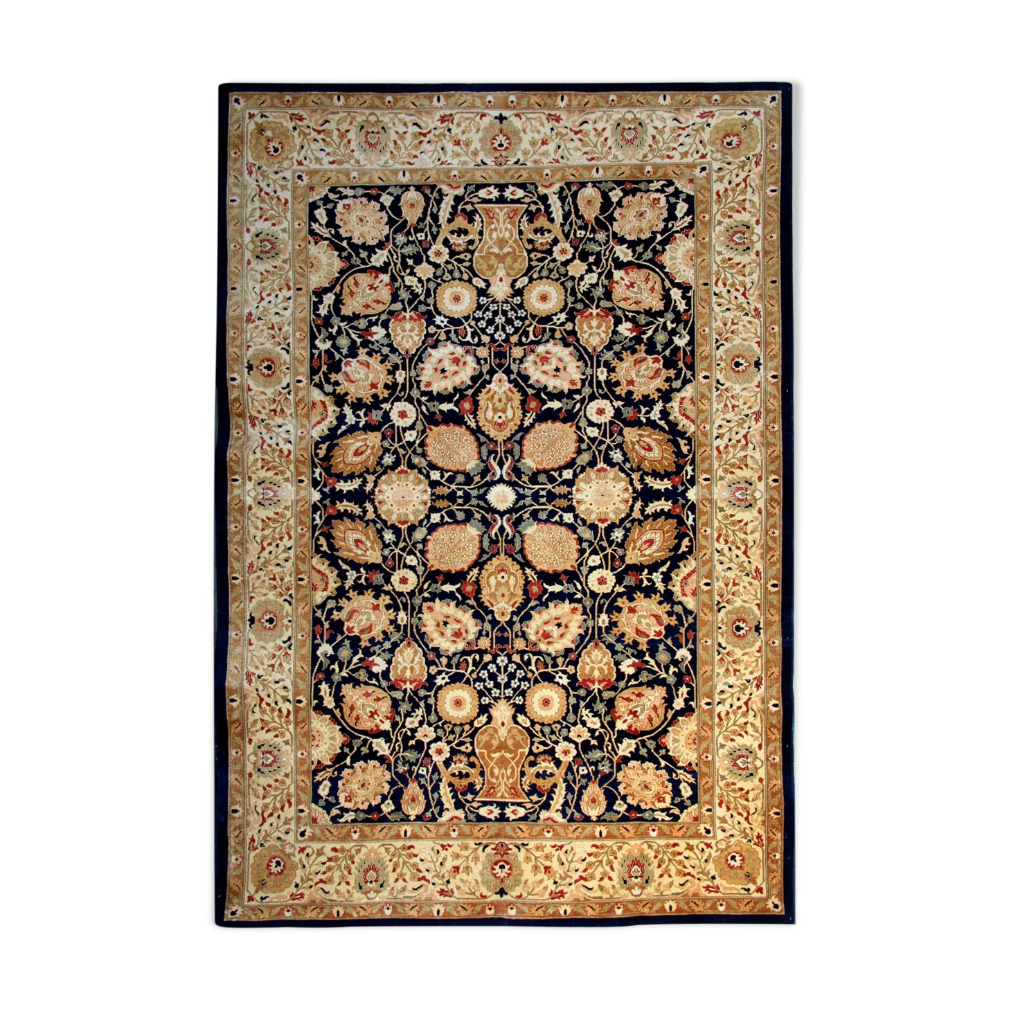 Large Ziegler Carpet Handwoven Deep Blue Wool Area Rug