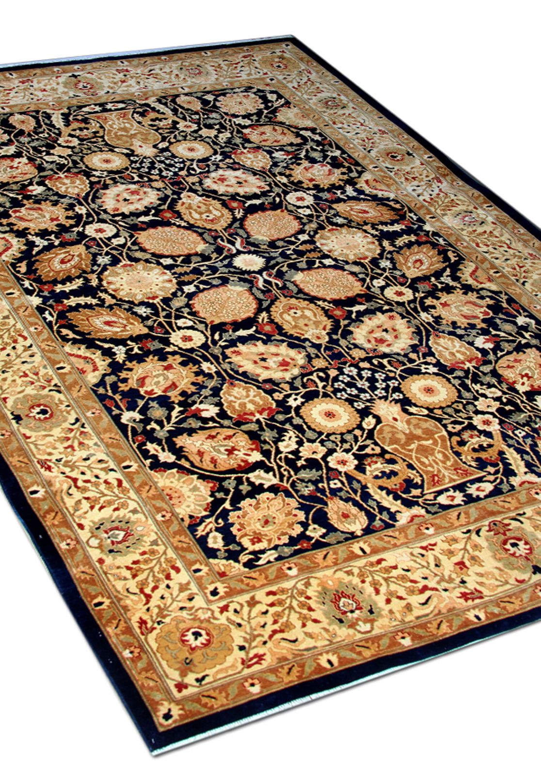 Large Ziegler Carpet Handwoven Deep Blue Wool Area Rug photo furniture