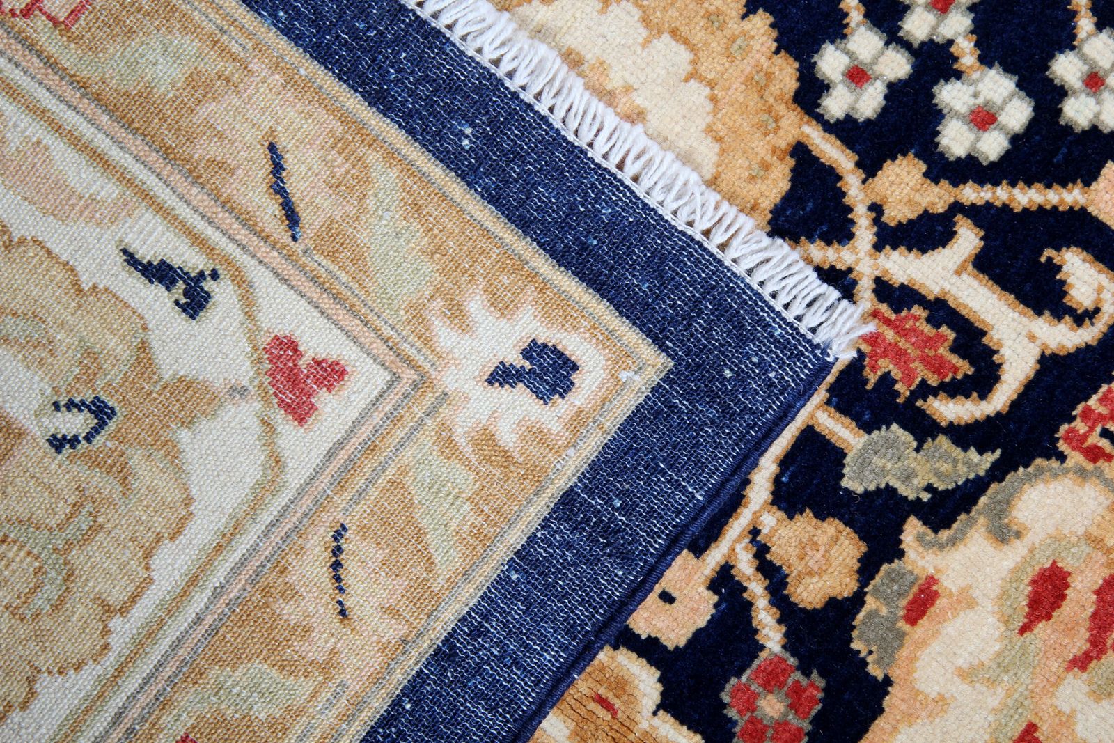 Large Ziegler Carpet Handwoven Deep Blue Wool Area Rug photo vintage