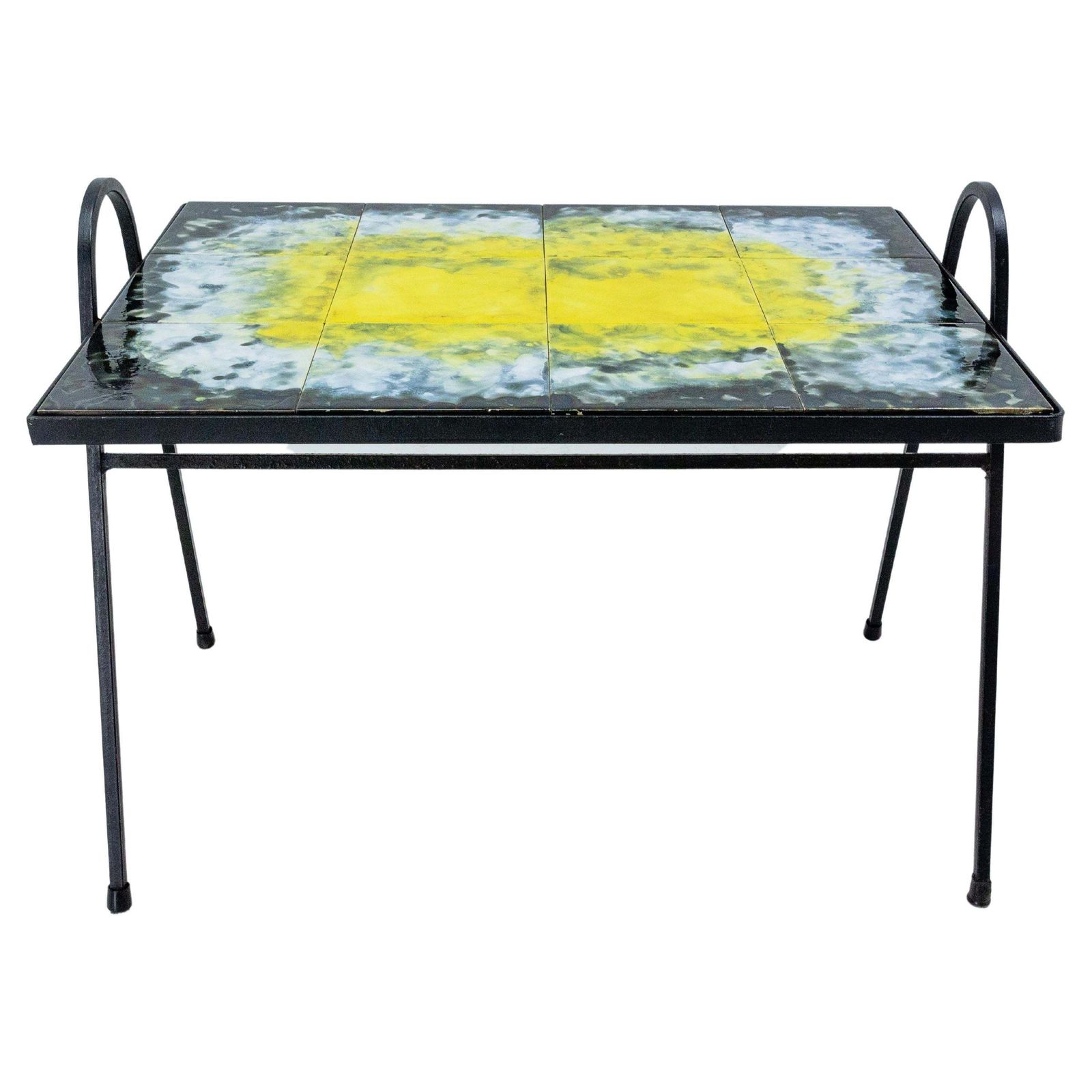 French Iron And Ceramic Coffee Table Or Serving Table, Circa 1960
