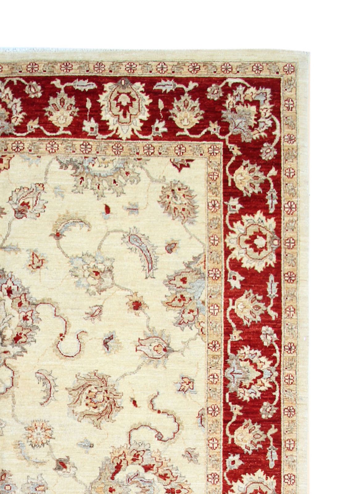 Red Cream Wool Ziegler Rug Handwoven Floral Carpet photo Textiles