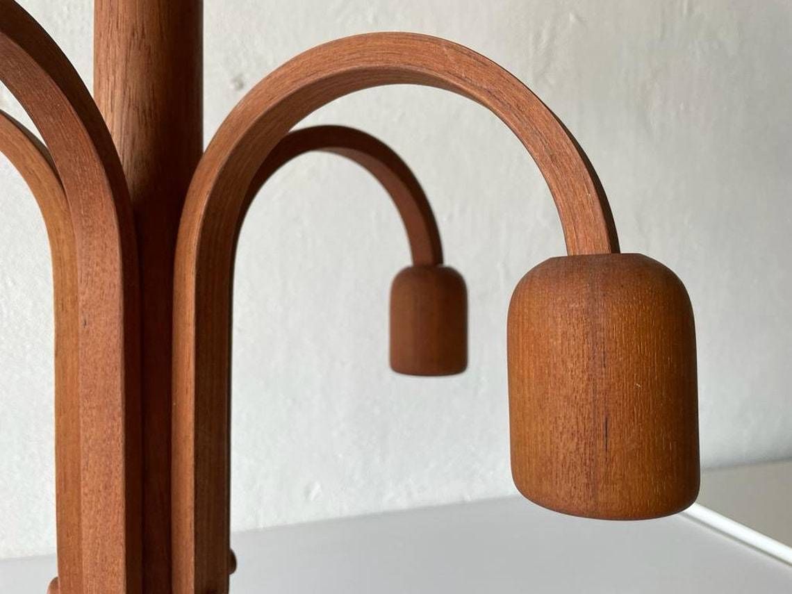 Teak 5 Armed Sputnik Counterweight Pendant Lamp By Domus 1970s, Italy photo vinterior
