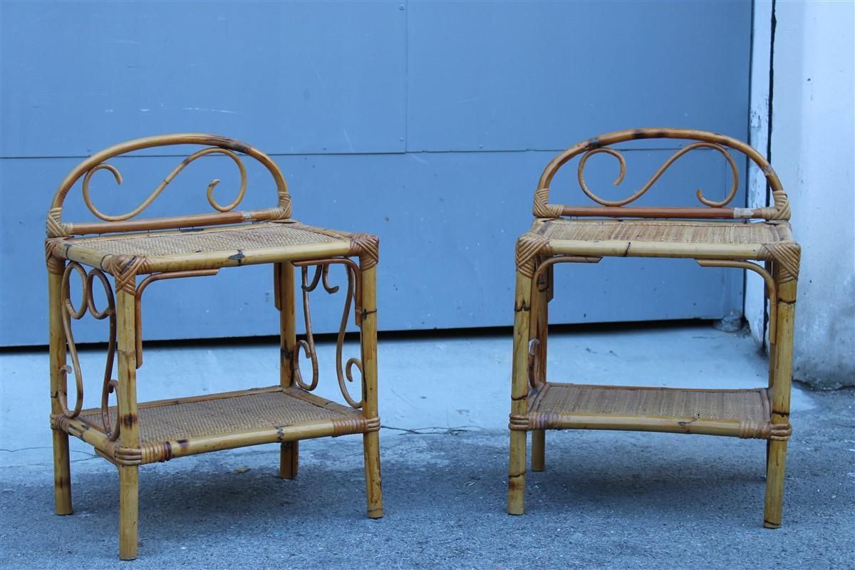Naturalist Pair Night Stands Mid Century Italian Design Bamboo Minimal 1950s photo buy