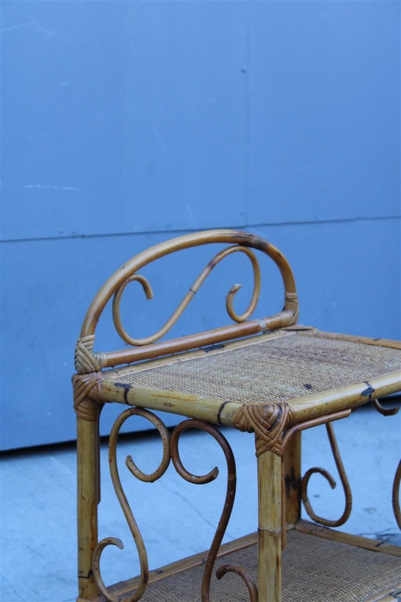 photo for sale Naturalist Pair Night Stands Mid Century Italian Design Bamboo Minimal 1950s