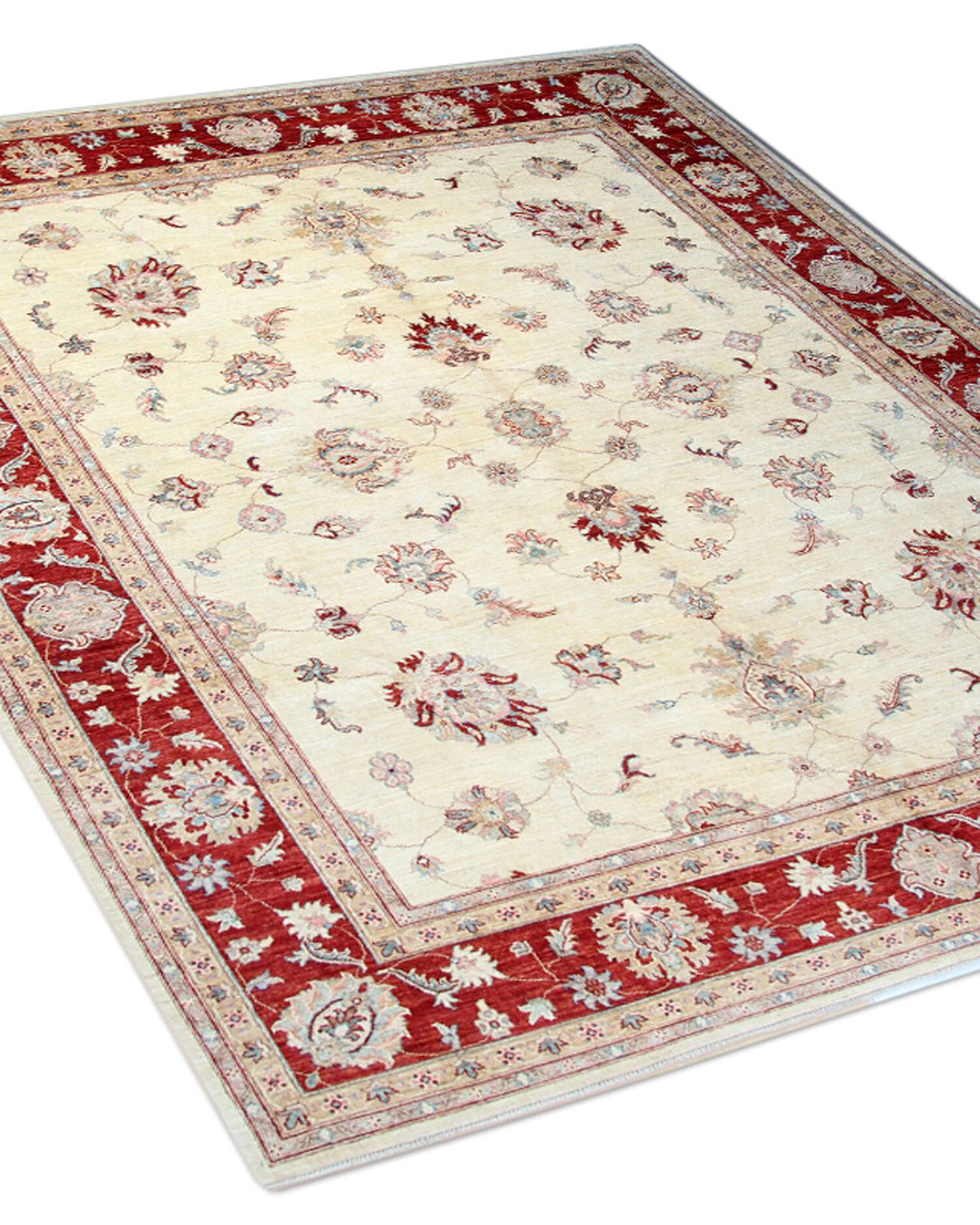 Fine Wool Afghan Ziegler Rug Handwoven Cream Floral Rug  255x320cm photo buy