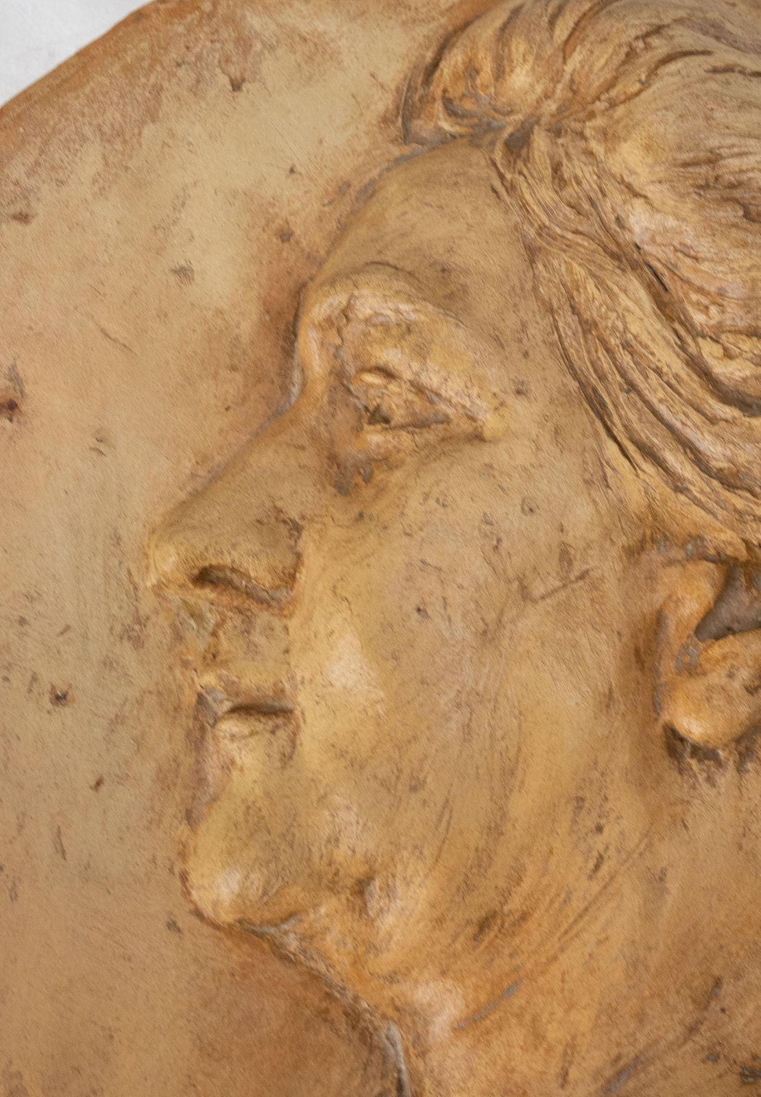 Médaillon mural figurant une femme, sculpture en plaque signée B. Feinberg, fin du XIXe siècle photo 331.5